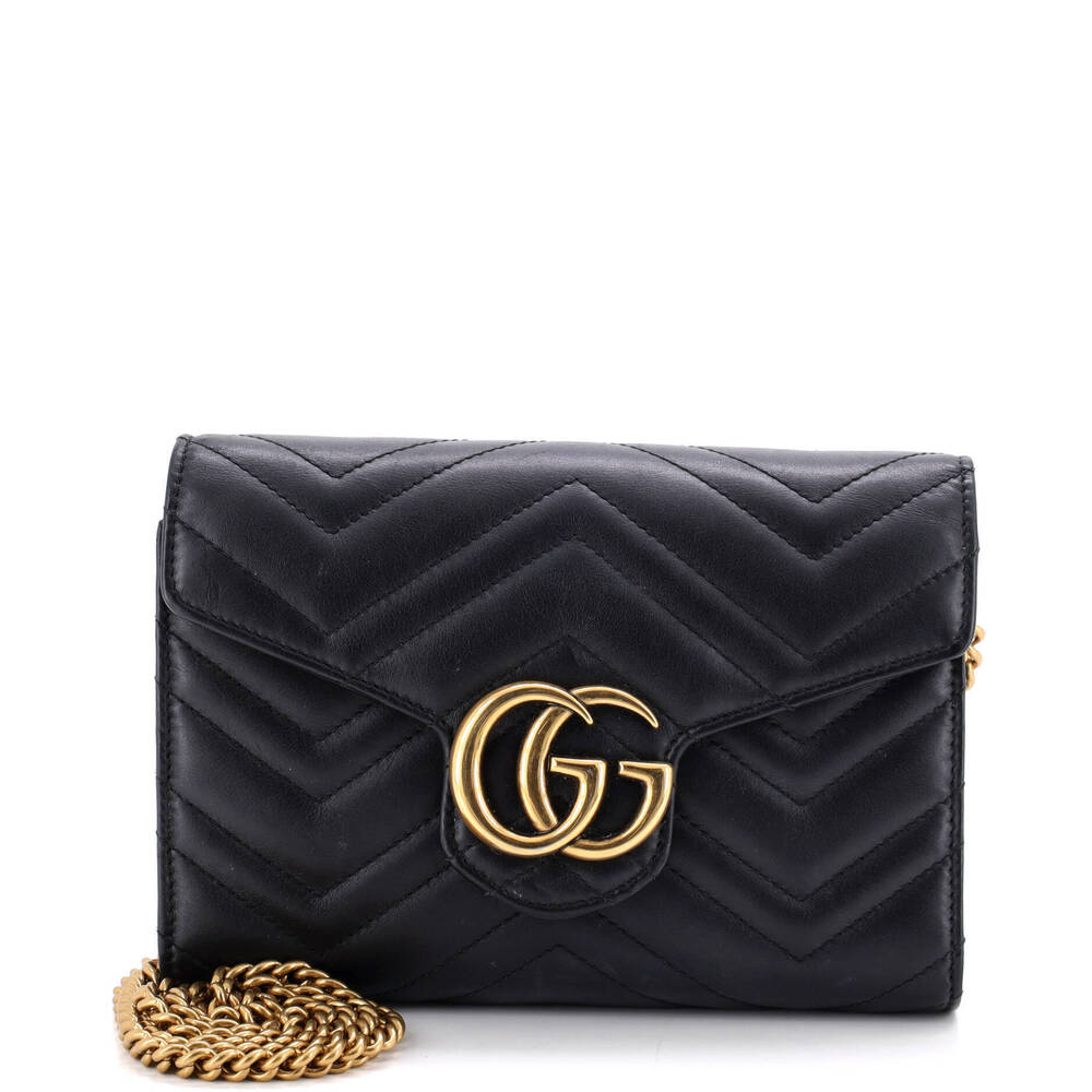 Gucci Mini GG Marmont Chain Wallet Matelasse Leather